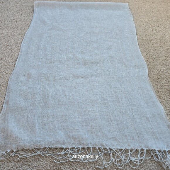 Linen Scarf PALE BLUE - Picture 3 of 14